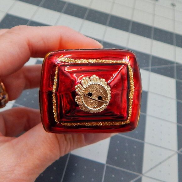 Krebs Grandmother Clock Glass Ornament Germany Pendulum Glitter 3.25 Inch - Picture 6 of 8